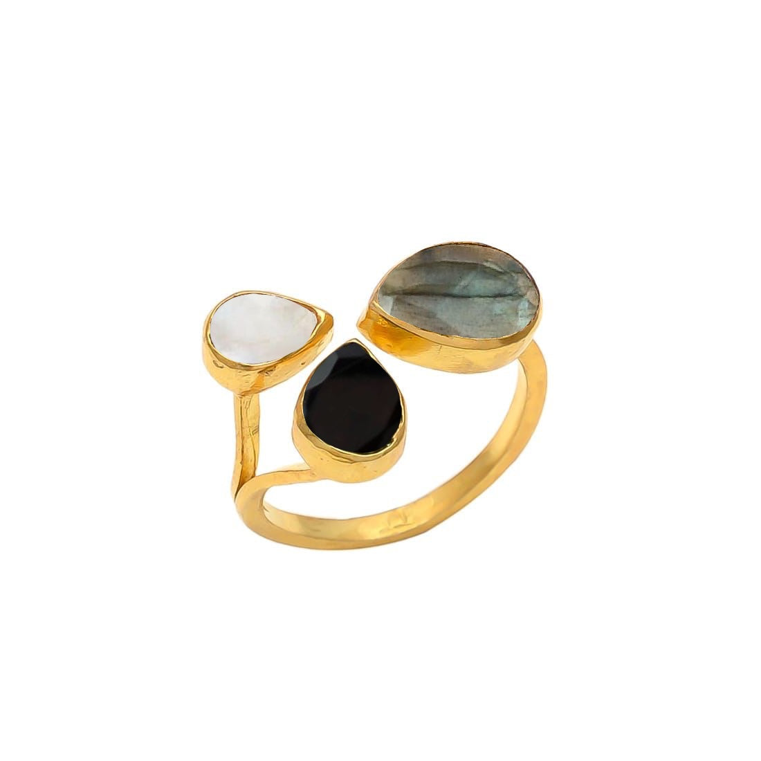 ANE, ANILLO CON 3 PIEDRAS NATURALES