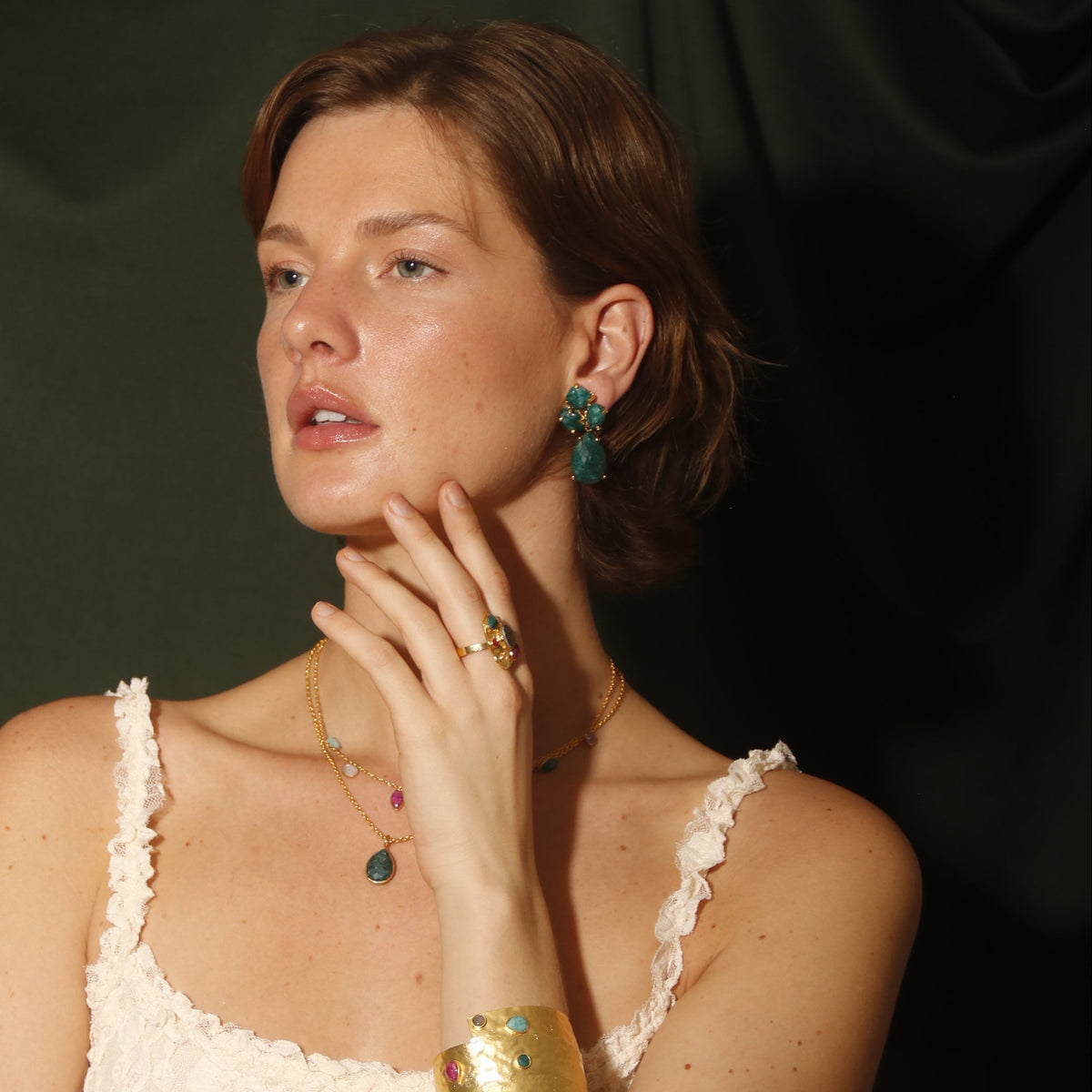 CECILE, aretes desmontables con piedras naturales