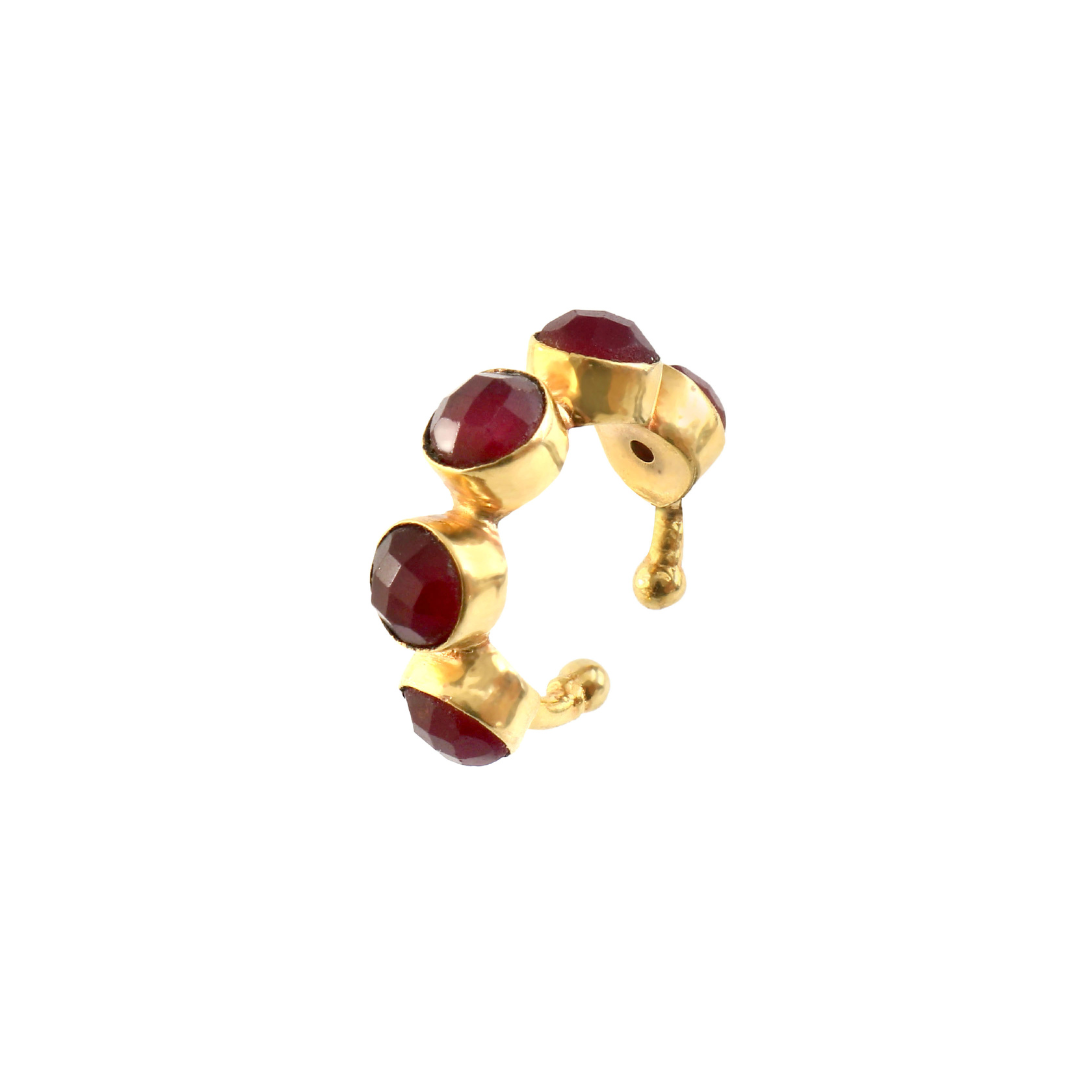 ZORA, EARCUFF CON PIEDRAS NATURALES Y BAÑO DE ORO