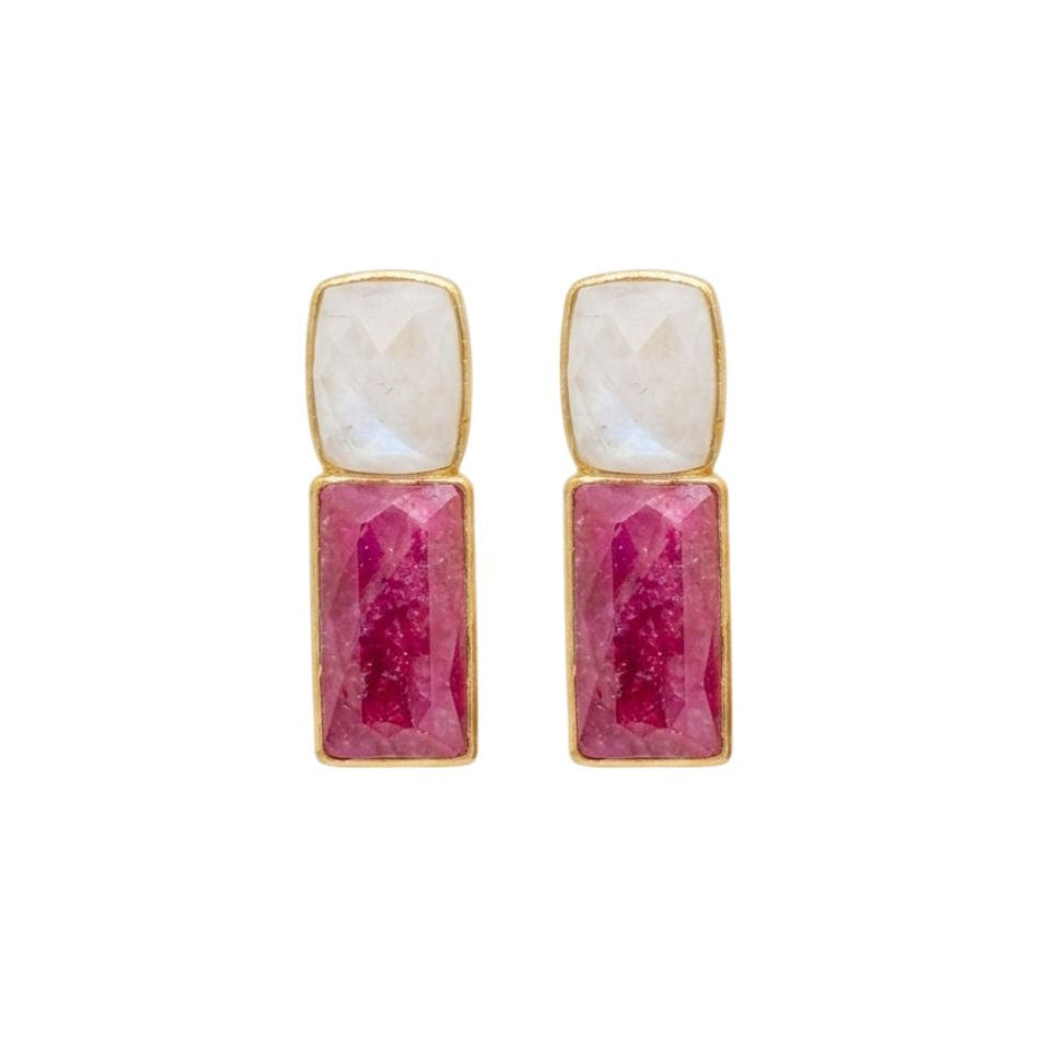 MARINA, ARETES CON PIEDRAS NATURALES Y BAÑO DE ORO