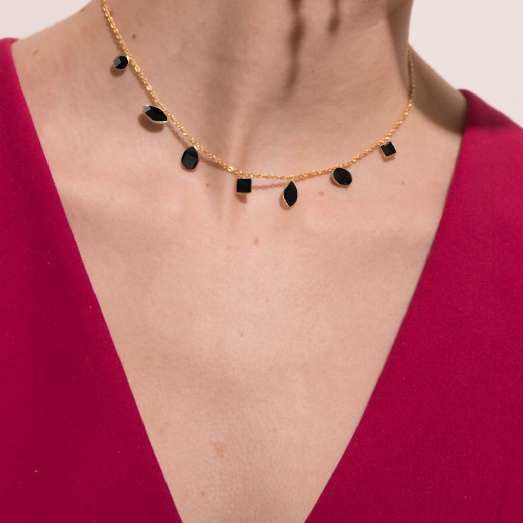 MAR, COLLAR CON PIEDRAS NATURALES Y BAÑO DE ORO.