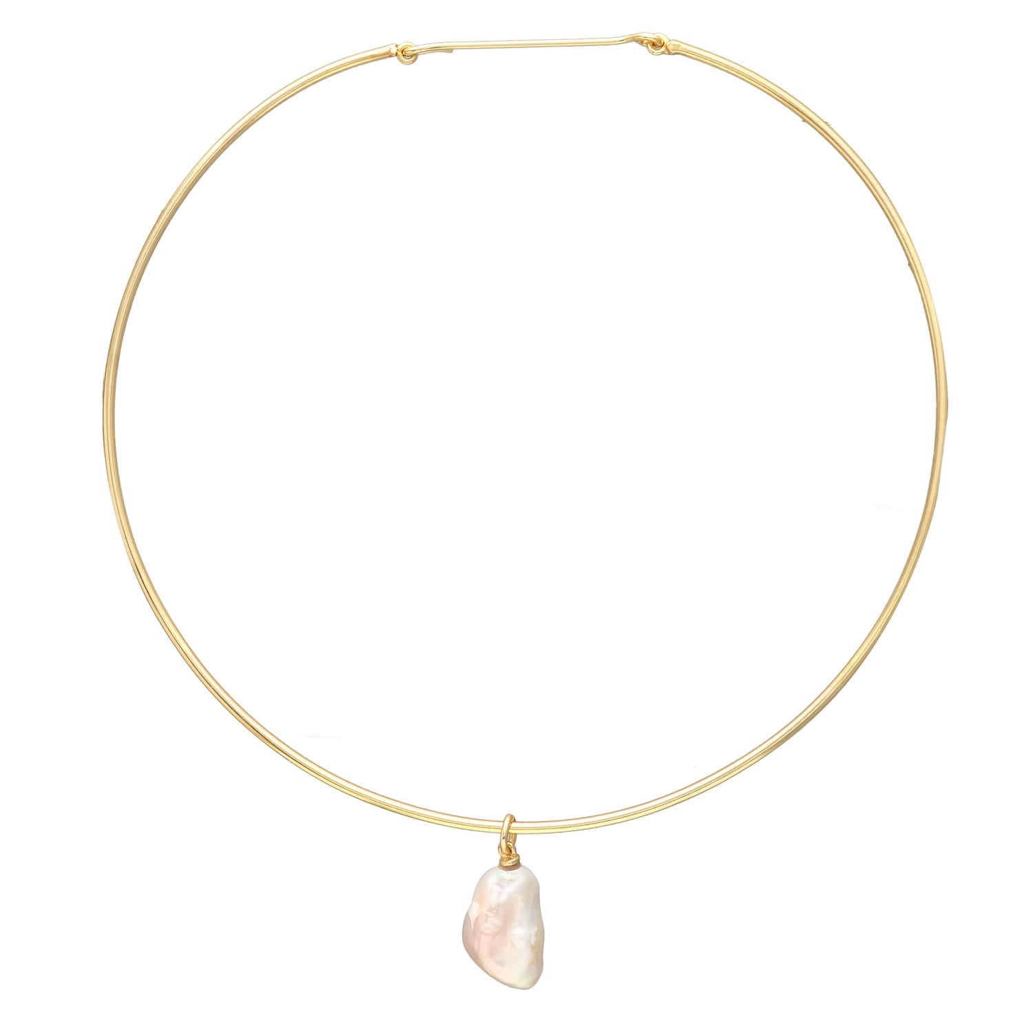 COLLAR PERLA, CON PERLA NATURAL Y BAÑO DE ORO