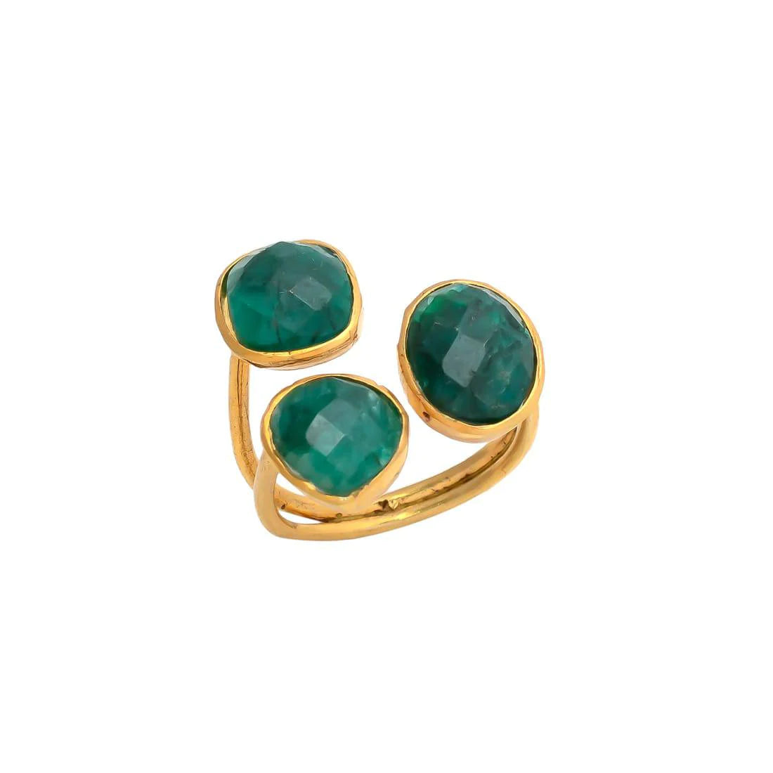 ALMA, anillo con piedras bañado en oro de 24k.