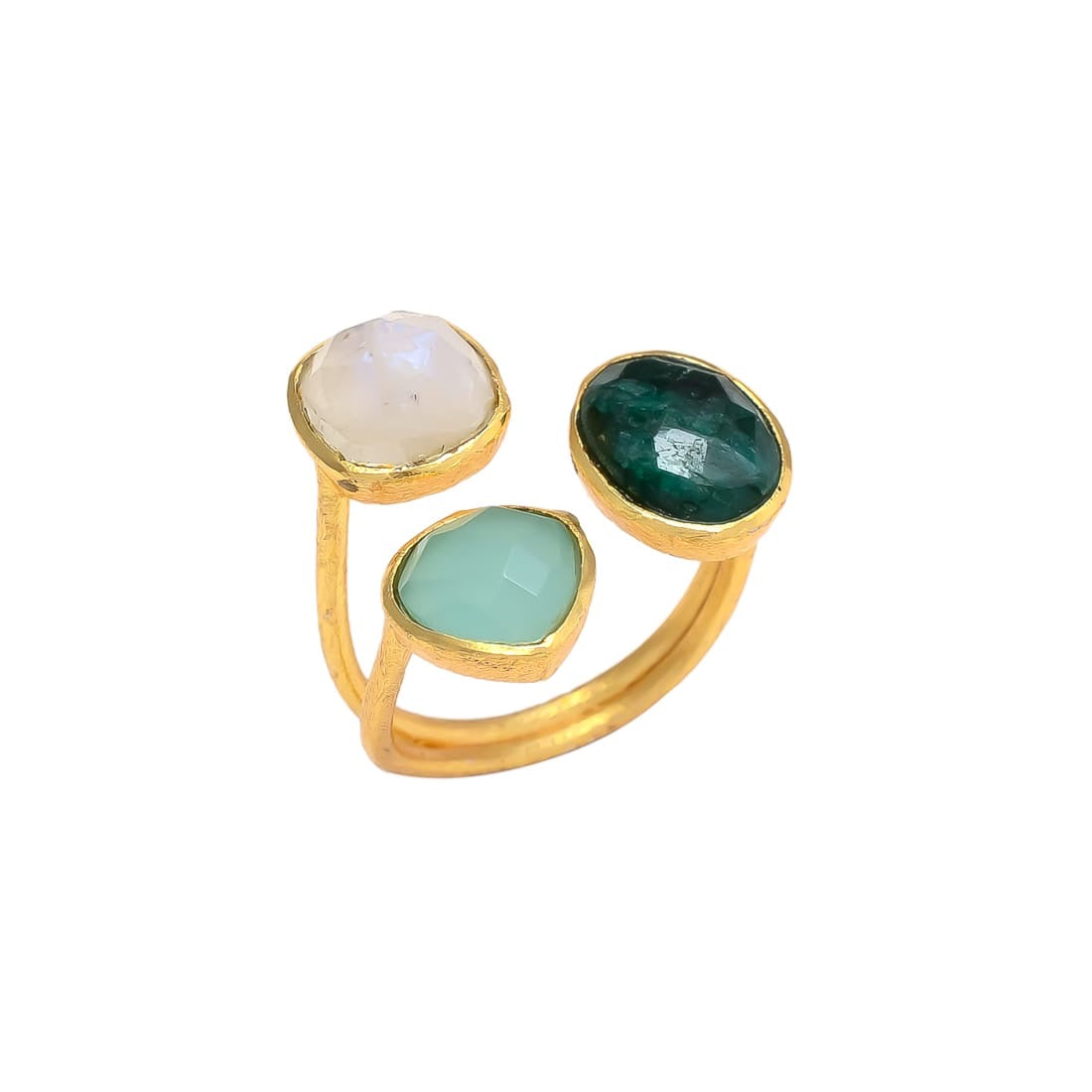 ALMA, anillo con piedras bañado en oro de 24k.