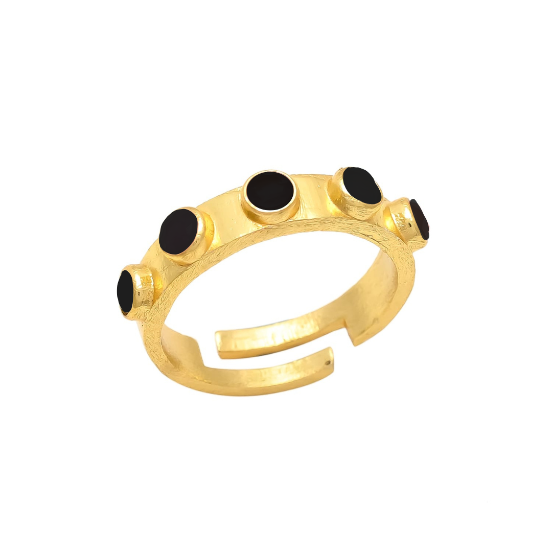 AMELIE, ANILLO AJUSTABLE CON PIEDRAS NATURALES Y BAÑO DE ORO