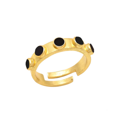 AMELIE, ANILLO AJUSTABLE CON PIEDRAS NATURALES Y BAÑO DE ORO