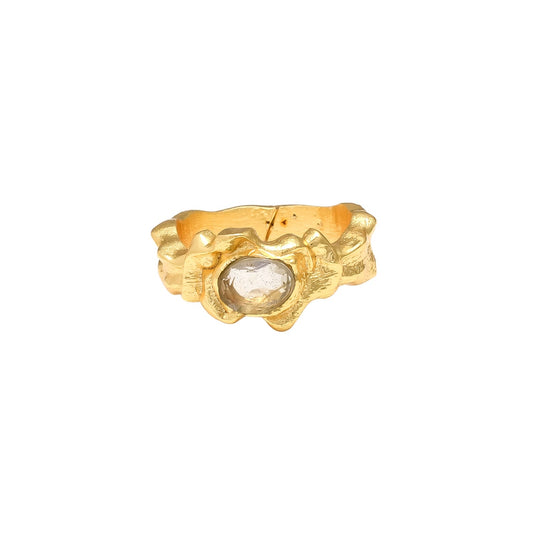 SWARA, ANILLO CON PIEDRAS NATURALES Y BAÑO DE ORO