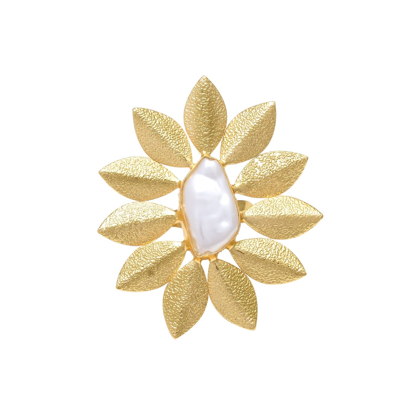 INDAH, ANILLO CON PERLA BARROCA Y BAÑO DE ORO