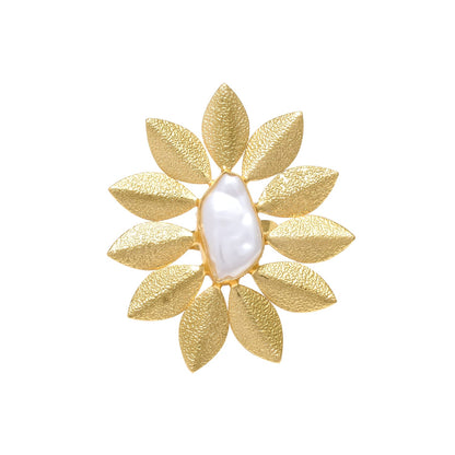 INDAH, ANILLO CON PERLA BARROCA Y BAÑO DE ORO