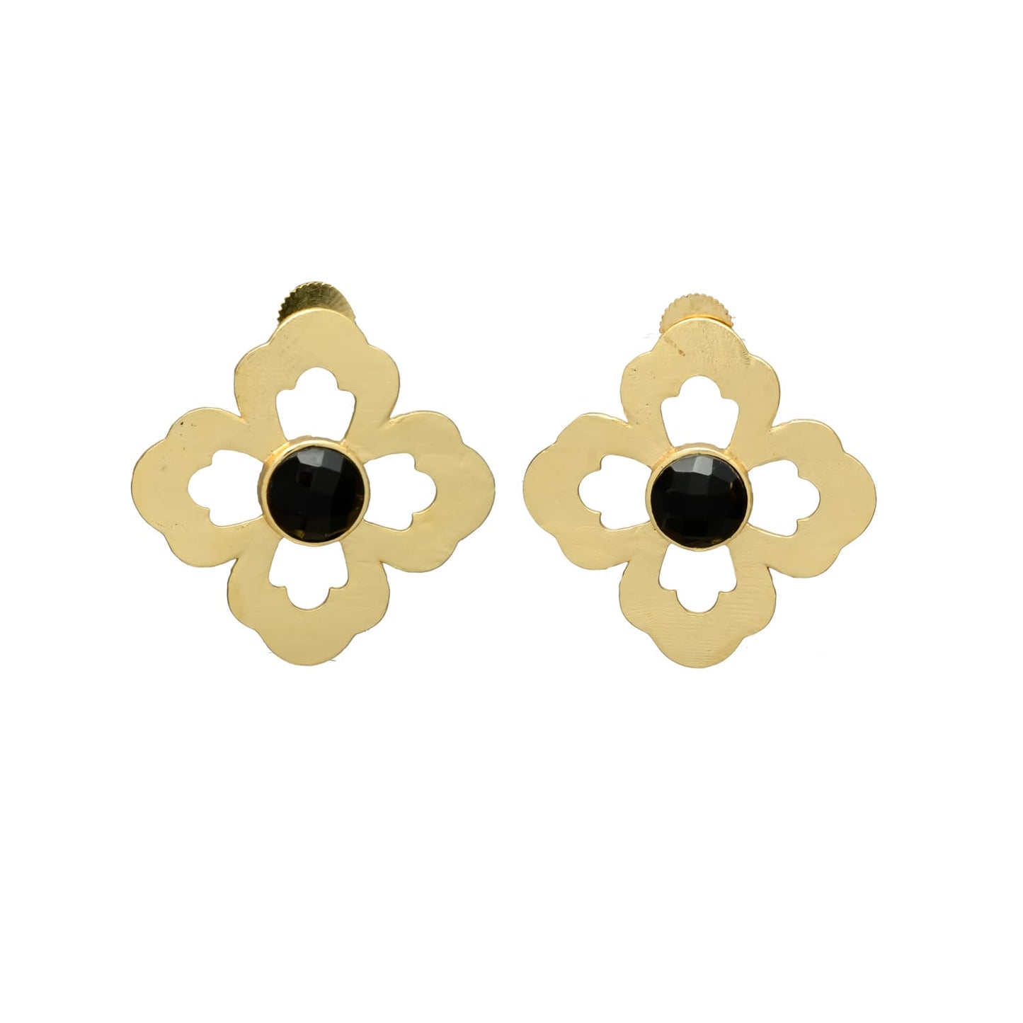 NILA, ARETES CON PIEDRAS NATURALES Y BAÑO DE ORO