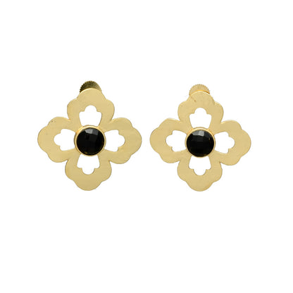 NILA, ARETES CON PIEDRAS NATURALES Y BAÑO DE ORO