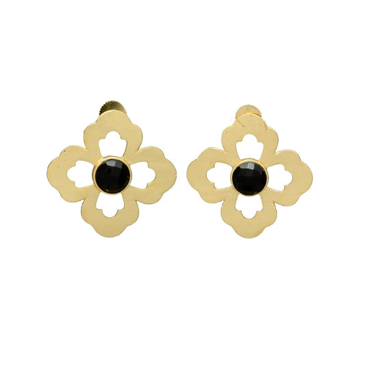 NILA, ARETES CON PIEDRAS NATURALES Y BAÑO DE ORO