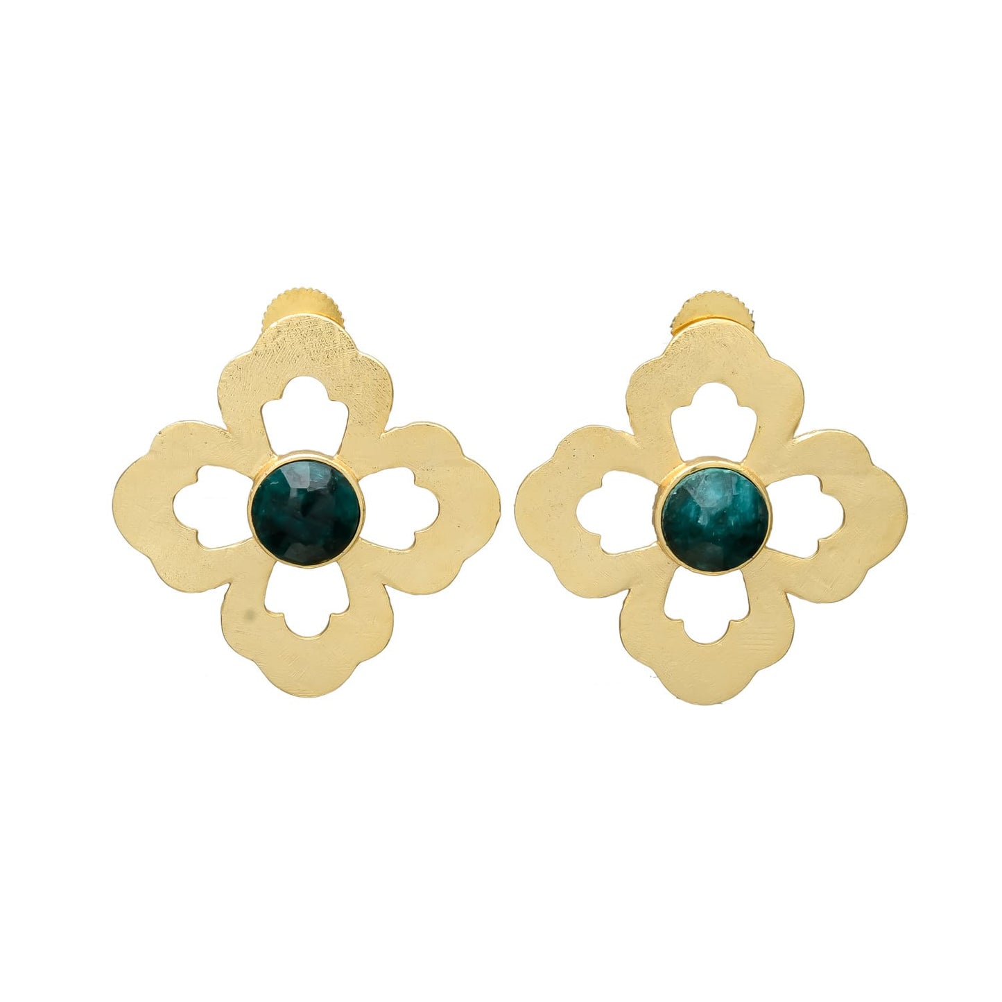 NILA, ARETES CON PIEDRAS NATURALES Y BAÑO DE ORO