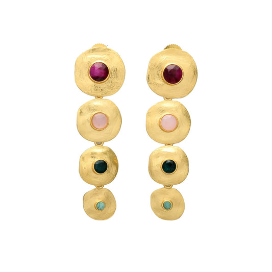 PADMA, ARETES DESMONTABLES CON PIEDRAS NATURALES Y BAÑO DE ORO