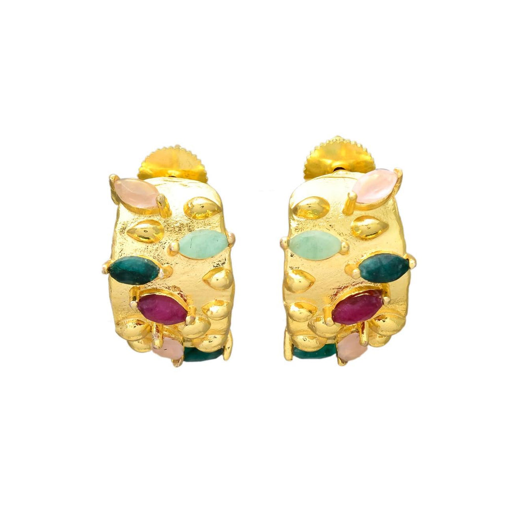 ATMA, ARETES CON PIEDRAS NATURALES Y BAÑO DE ORO