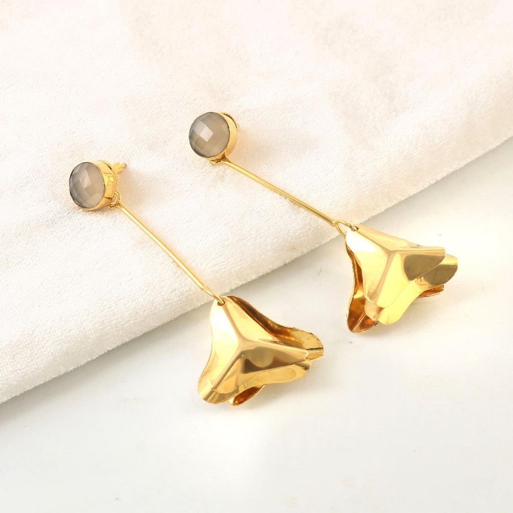 TESSA, ARETES DESMONTABLES CON PIEDRAS NATURALES Y BAÑO DE ORO