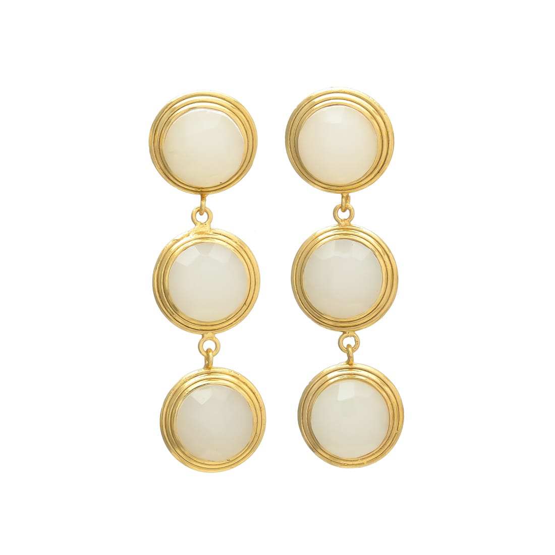 BERNARDA, ARETES CON PIEDRAS NATURALES Y BAÑO DE ORO.