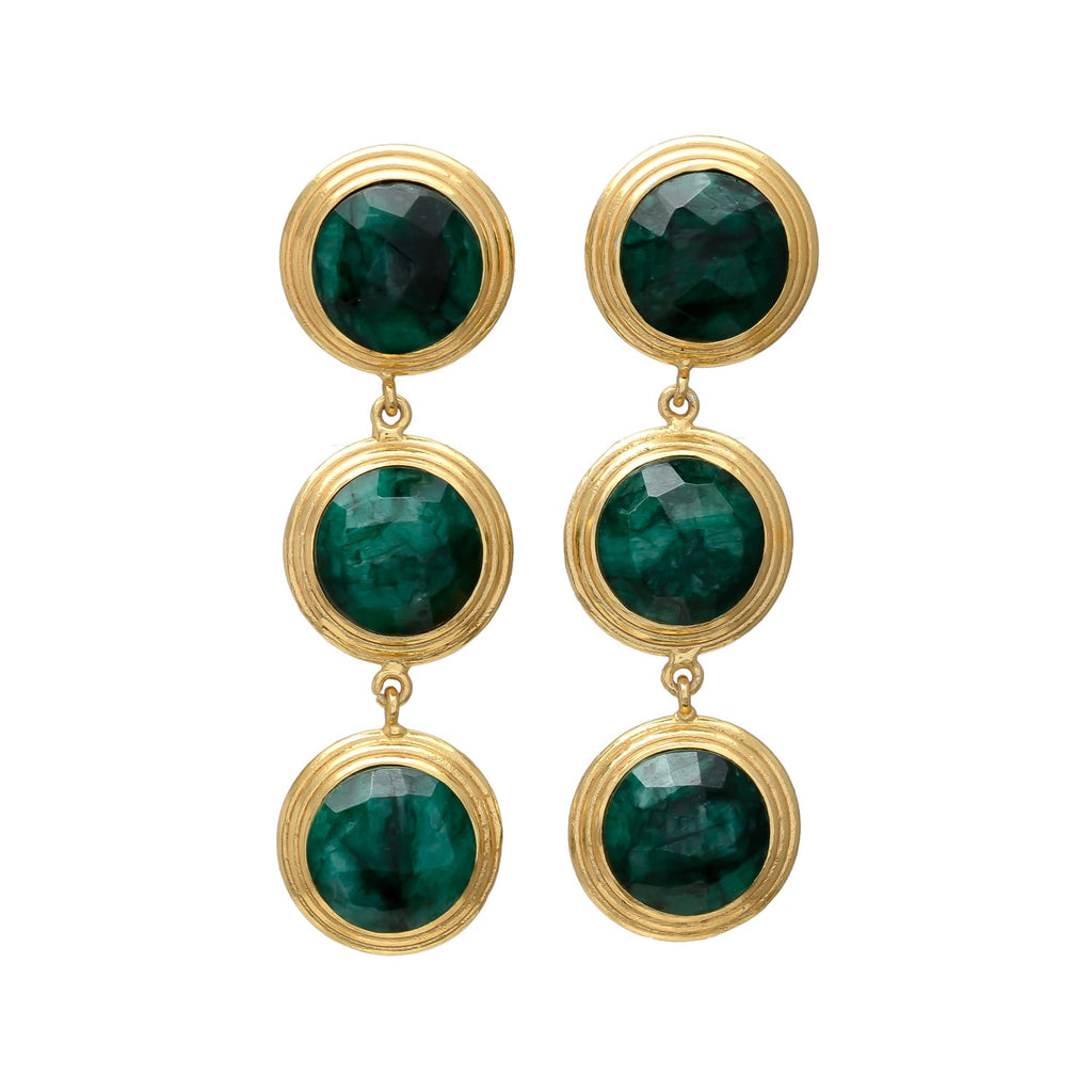 BERNARDA, ARETES CON PIEDRAS NATURALES Y BAÑO DE ORO.