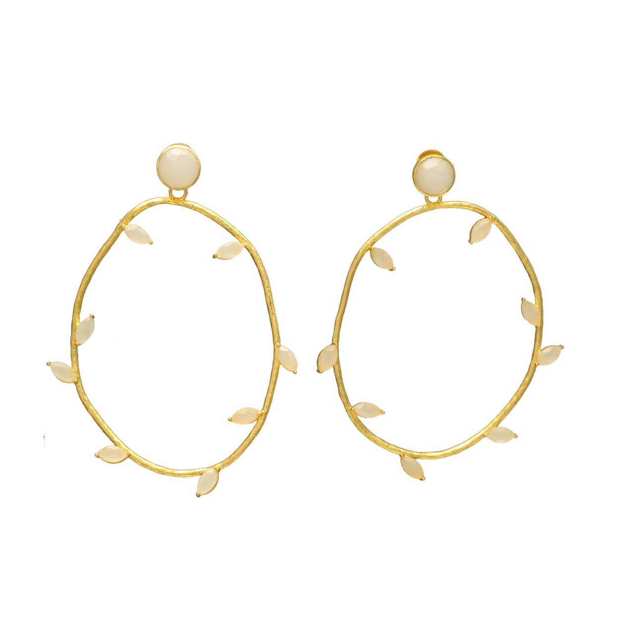 CITRA, ARETES DESMONTABLES CON PIEDRAS NATURALES Y BAÑO DE ORO