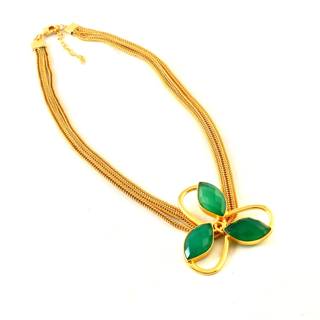 MARIA JOSE, COLLAR TIPO CHOKER CON PIEDRAS NATURALES Y BAÑO DE ORO