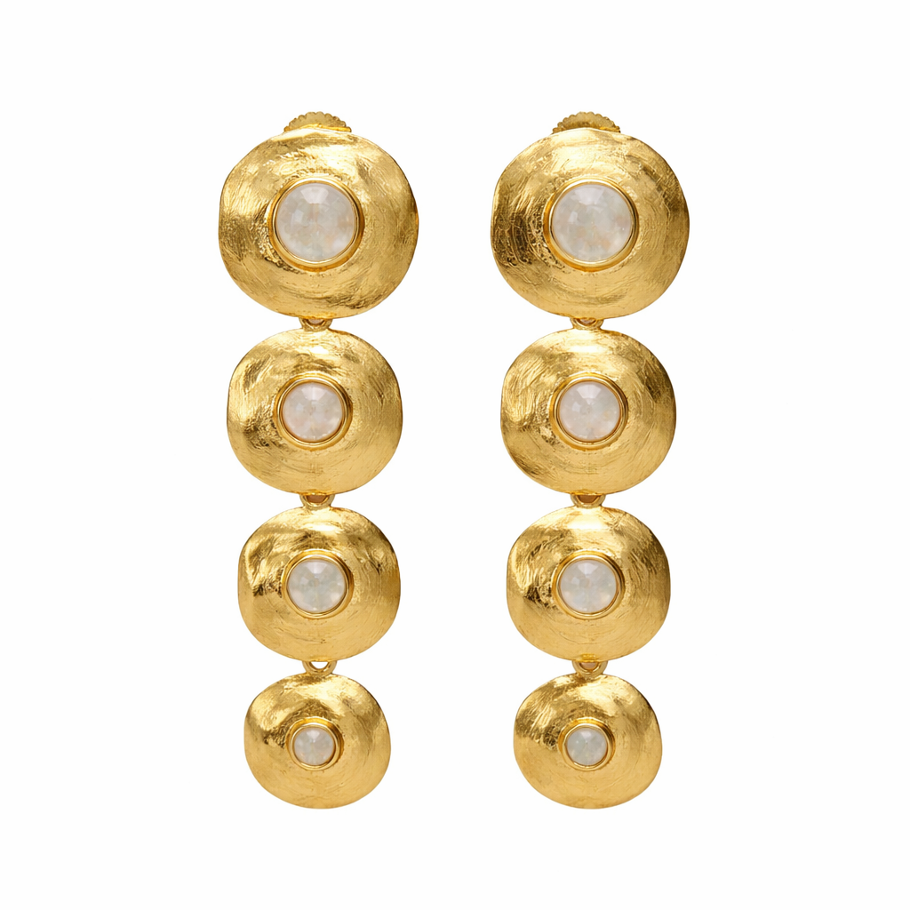 PADMA, ARETES DESMONTABLES CON PIEDRAS NATURALES Y BAÑO DE ORO