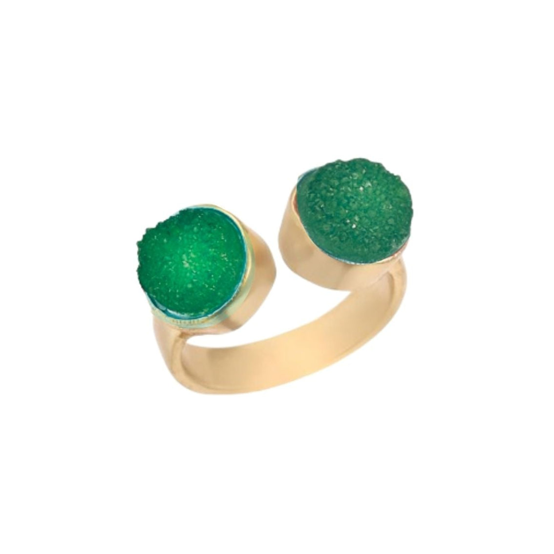 KAIA, ANILLO CON PIEDRAS DRUZA DE CUARZO Y BAÑO DE ORO DE 18K