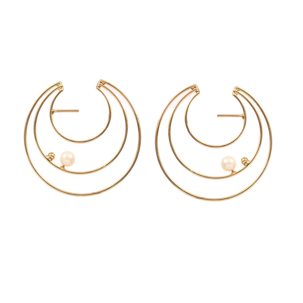 GIANA, ARETES PERLA Y BAÑO DE ORO DE 18 K