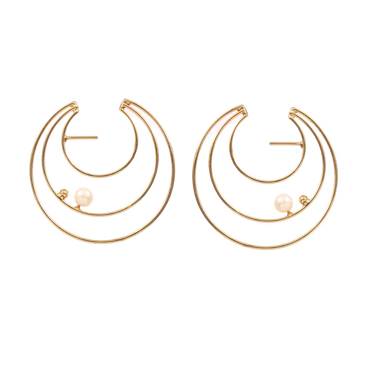 GIANA, ARETES PERLA Y BAÑO DE ORO DE 18 K