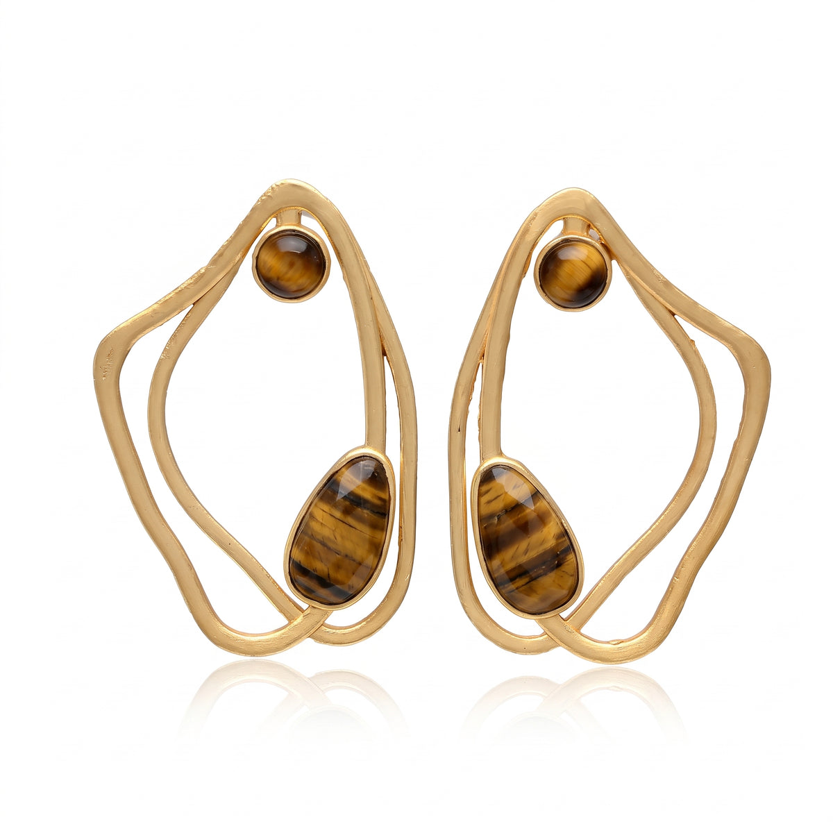 AYLA, ARETES CON PIEDRAS NATURALES Y BAÑO DE ORO