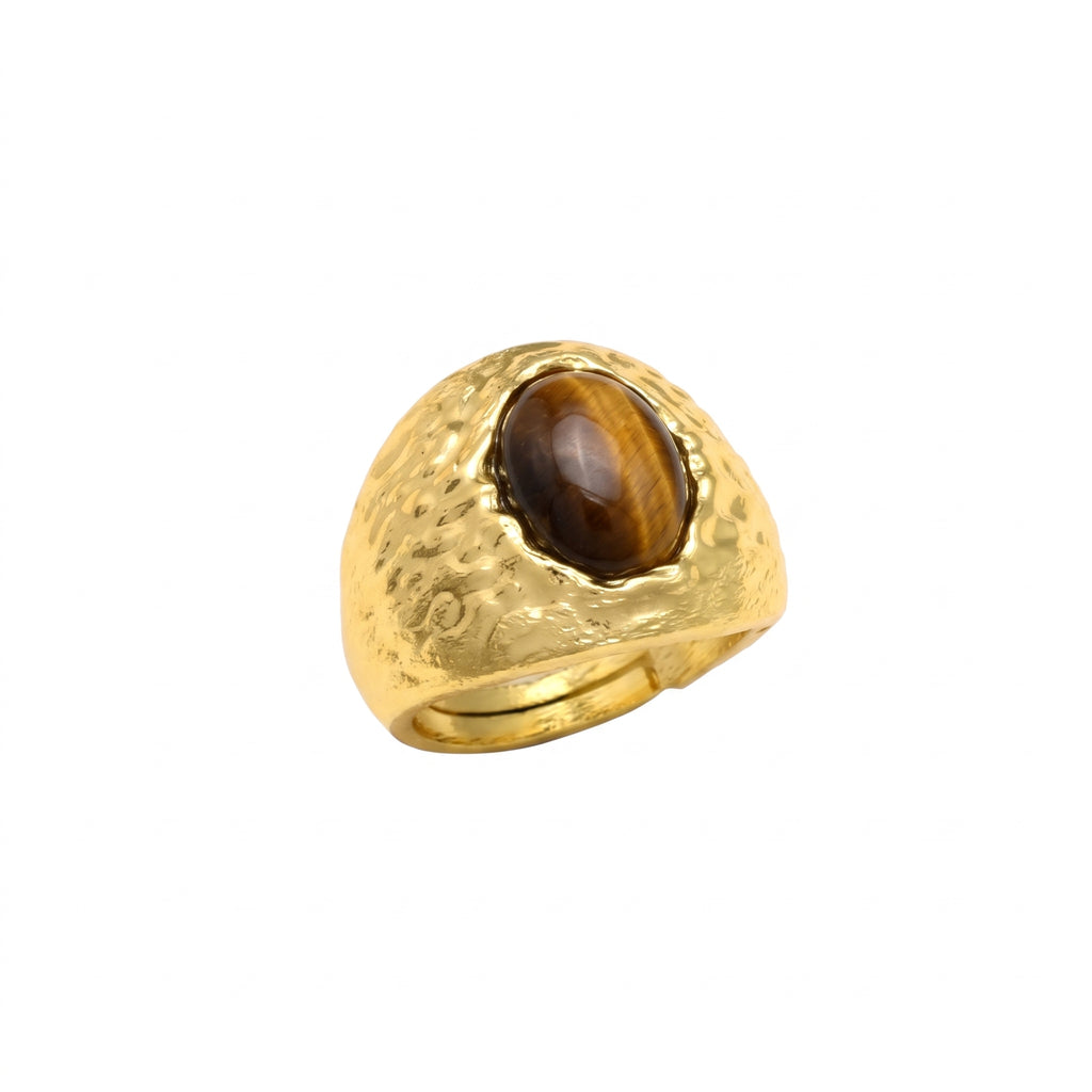 DELORA, ANILLO CON PIEDRAS NATURALES Y BAÑO DE ORO