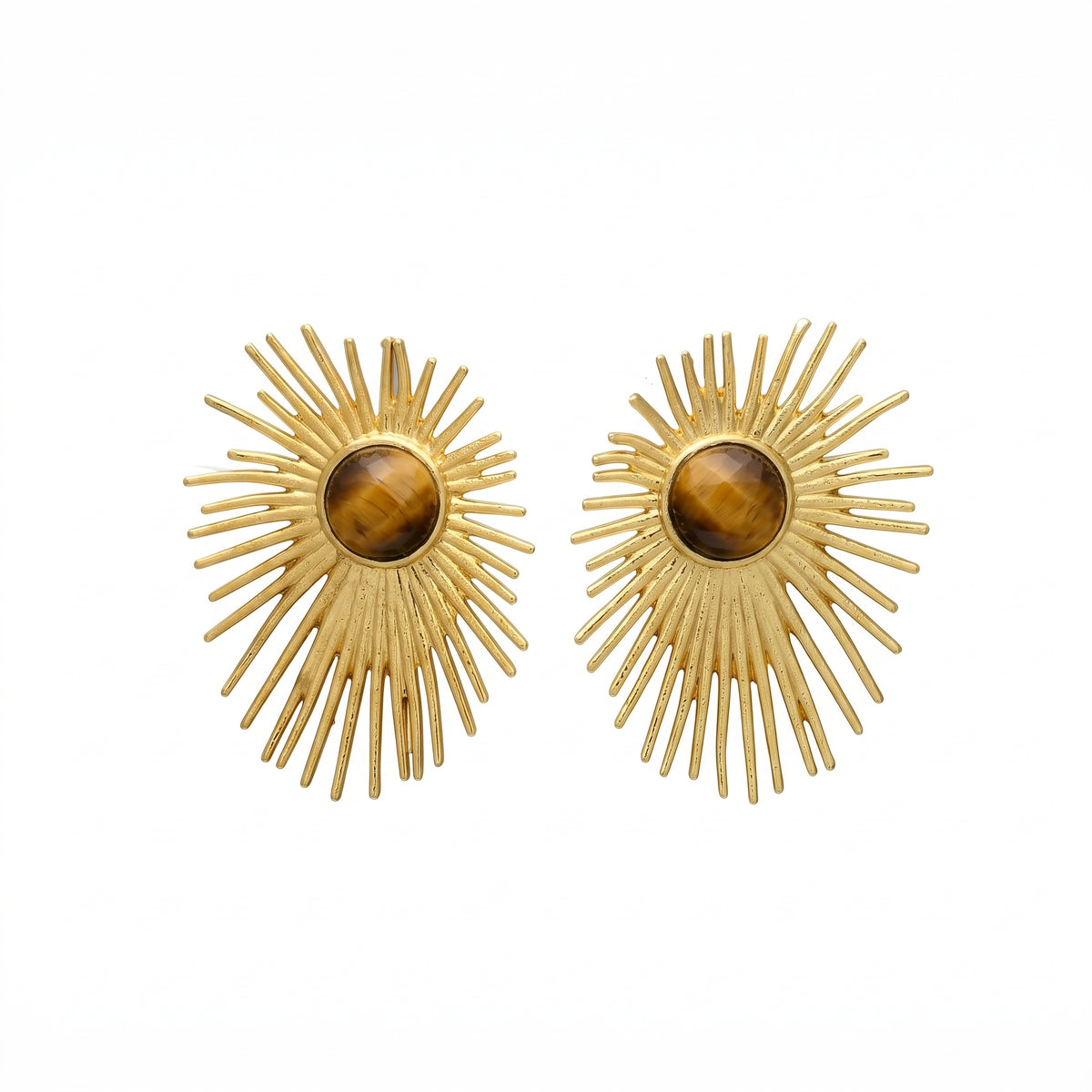 ALEKSANDRA MINI, ARETES CON PIEDRAS NATURALES Y BAÑO DE ORO