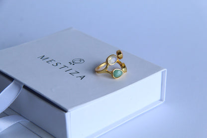 IVANA, ANILLOS CON PIEDRAS NATURALES Y BAÑO DE ORO.