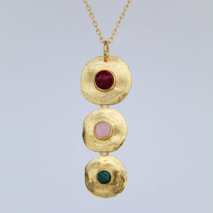 PADMA COLLAR , DESMONTABLE CON PIEDRAS NATURALES Y BAÑO DE ORO