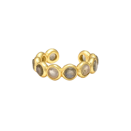 JOLIE, ANILLO AJUSTABLE CON PIEDRAS NATURALES Y BAÑO DE ORO