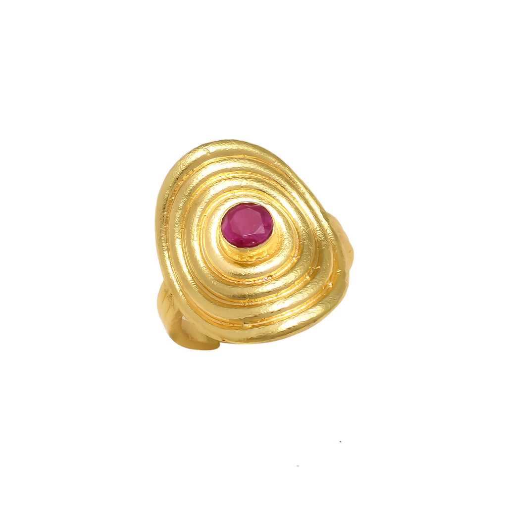 LILIANNE, ANILLO AJUSTABLE CON PIEDRAS NATURALES Y BAÑO DE ORO