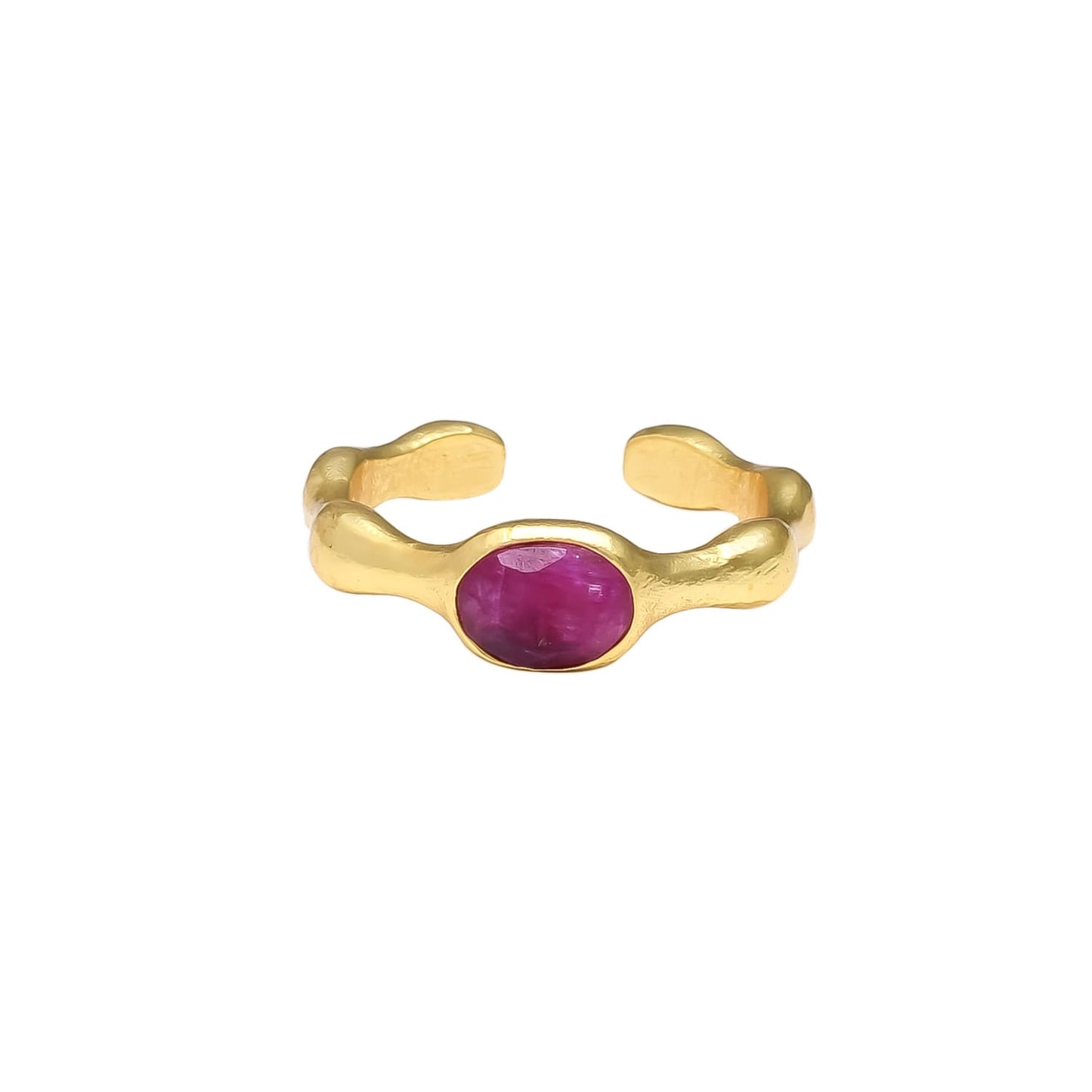 LOU, ANILLO AJUSTABLE CON PIEDRAS NATURALES Y BAÑO DE ORO