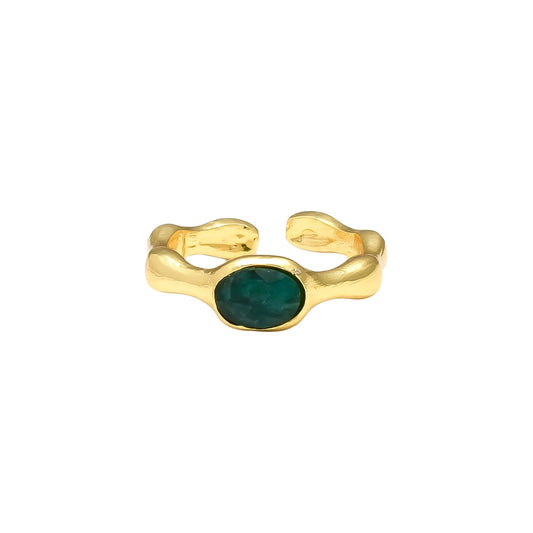 LOU, ANILLO AJUSTABLE CON PIEDRAS NATURALES Y BAÑO DE ORO