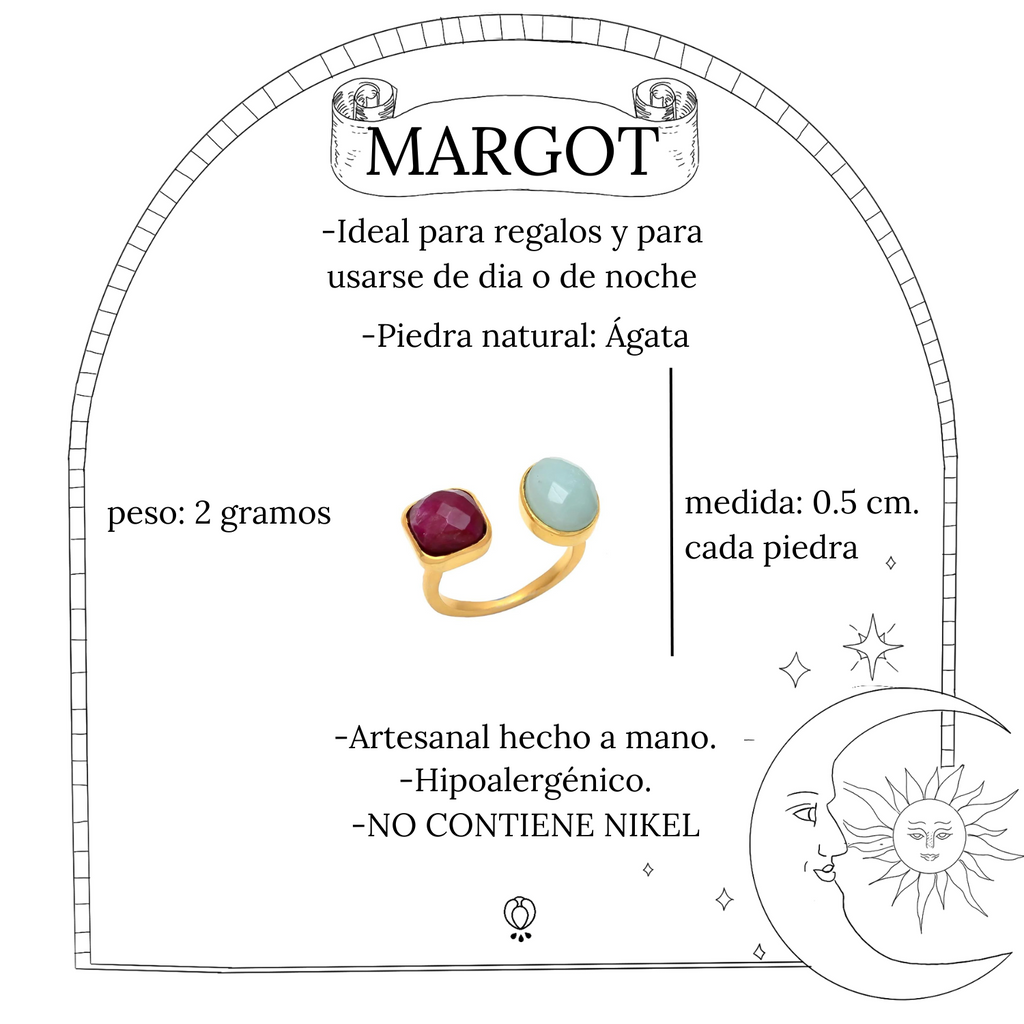 MARGOT, Anillo con piedras naturales y baño de oro