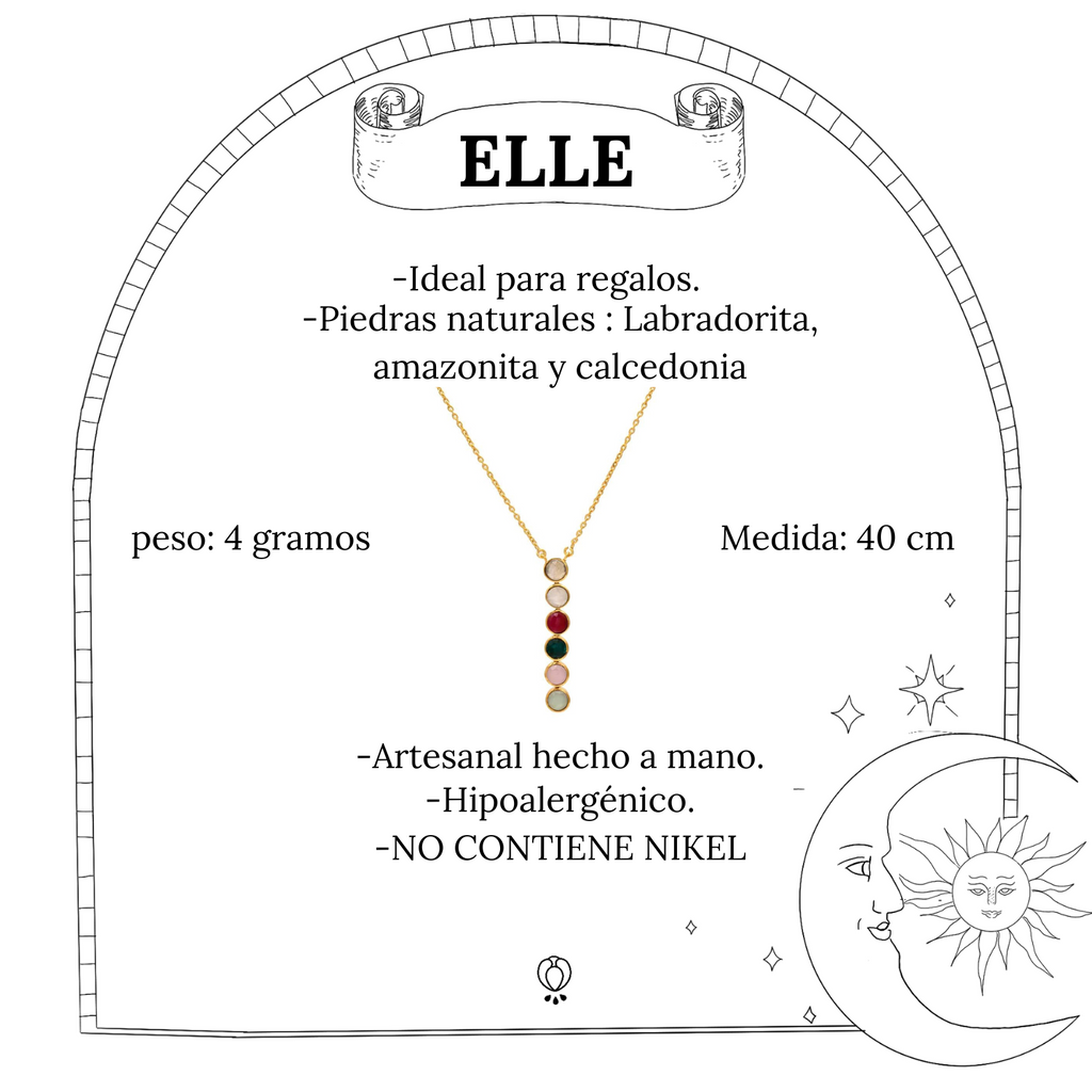 ELLE, COLLAR CON 6 PIEDRAS NATURALES
