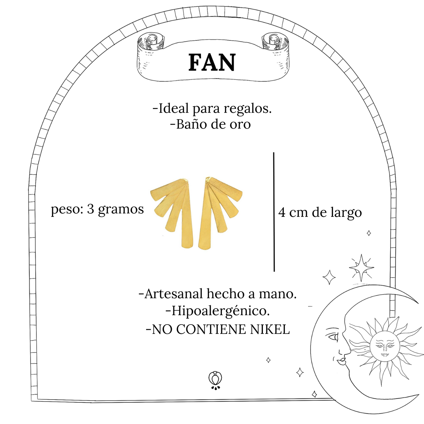 FAN, ARETES DORADOS CON BAÑO DE ORO