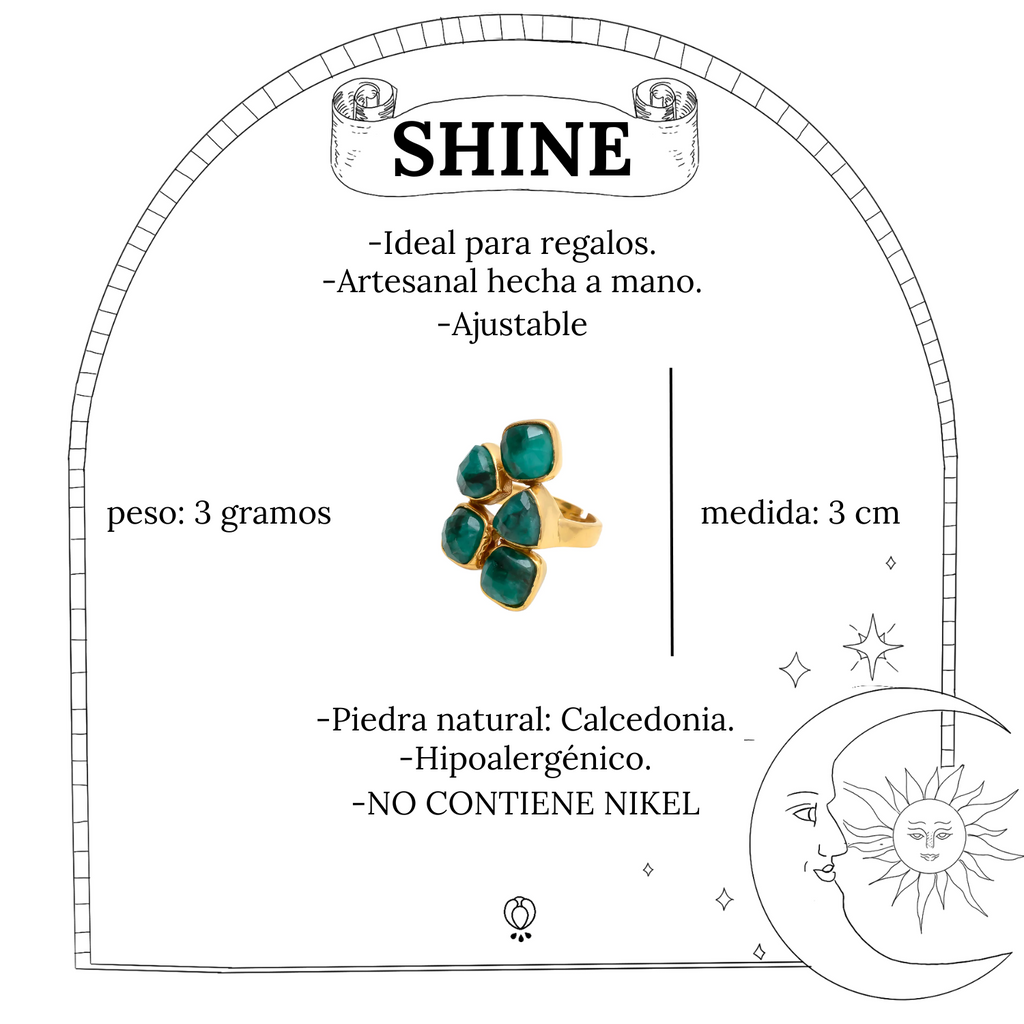 SHINE anillo con piedras y baño de oro de 24k