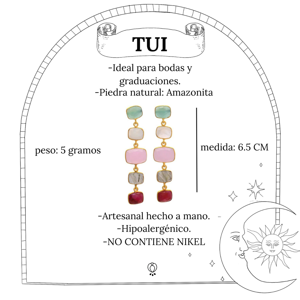 TUI, aretes largos con piedras naturales