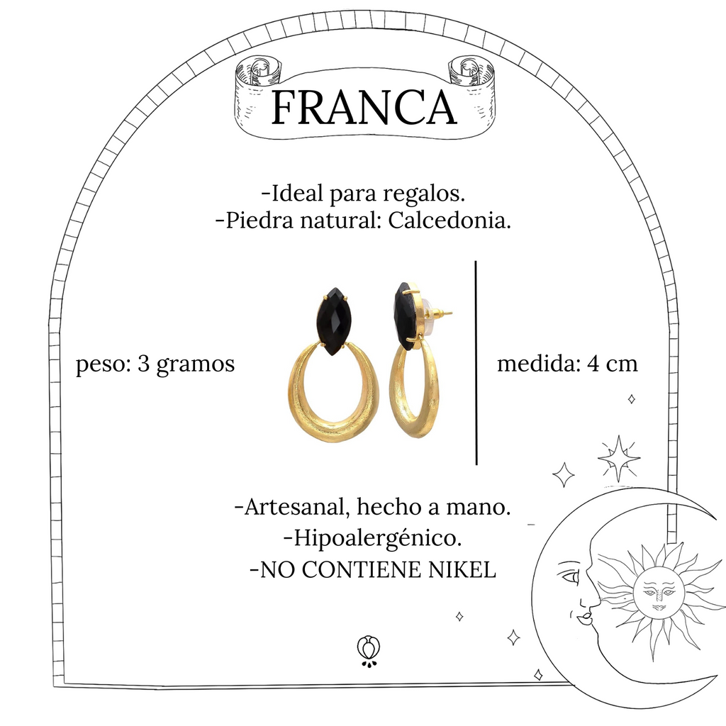 FRANCA, ARETES CON PIEDRAS NATURALES