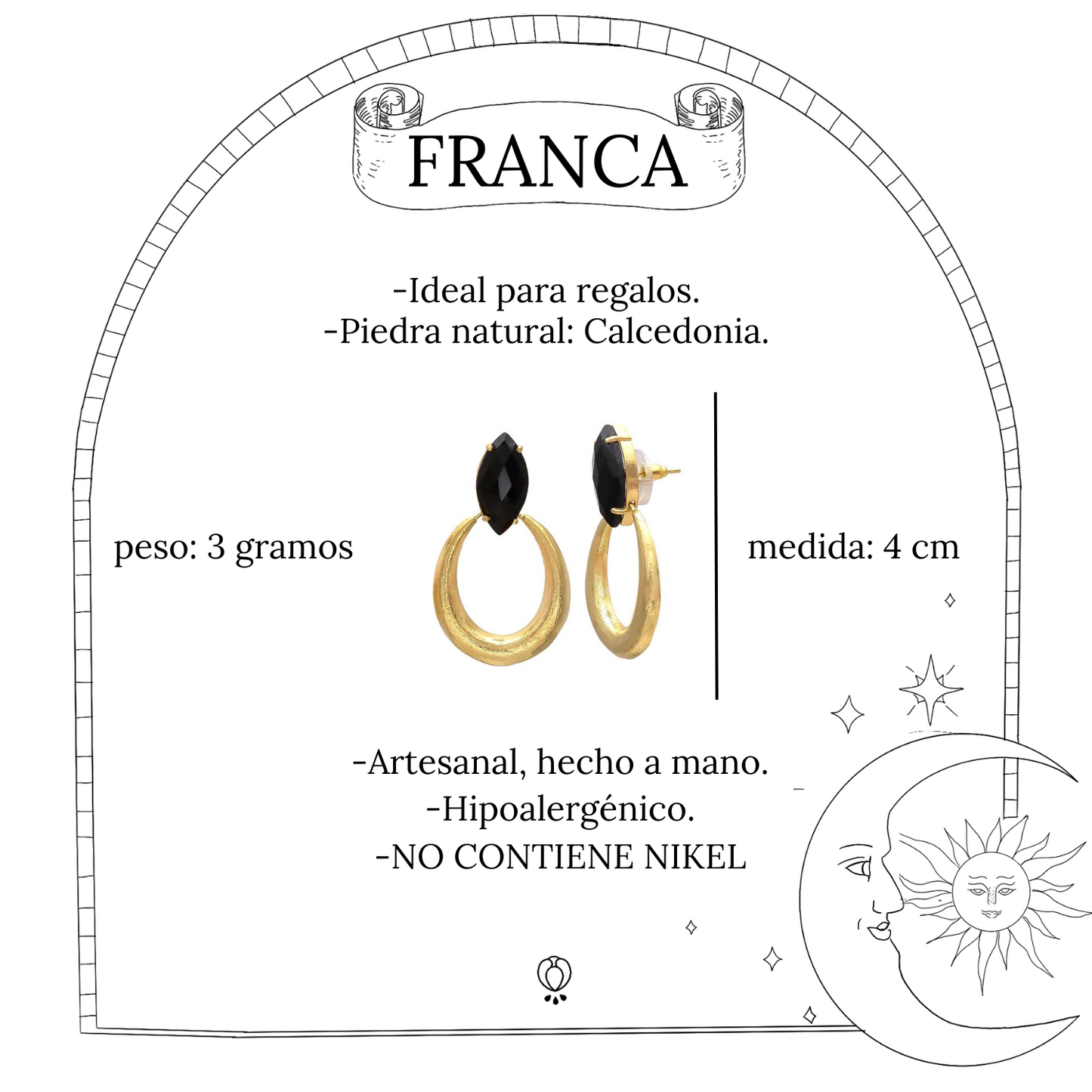 FRANCA, ARETES CON PIEDRAS NATURALES