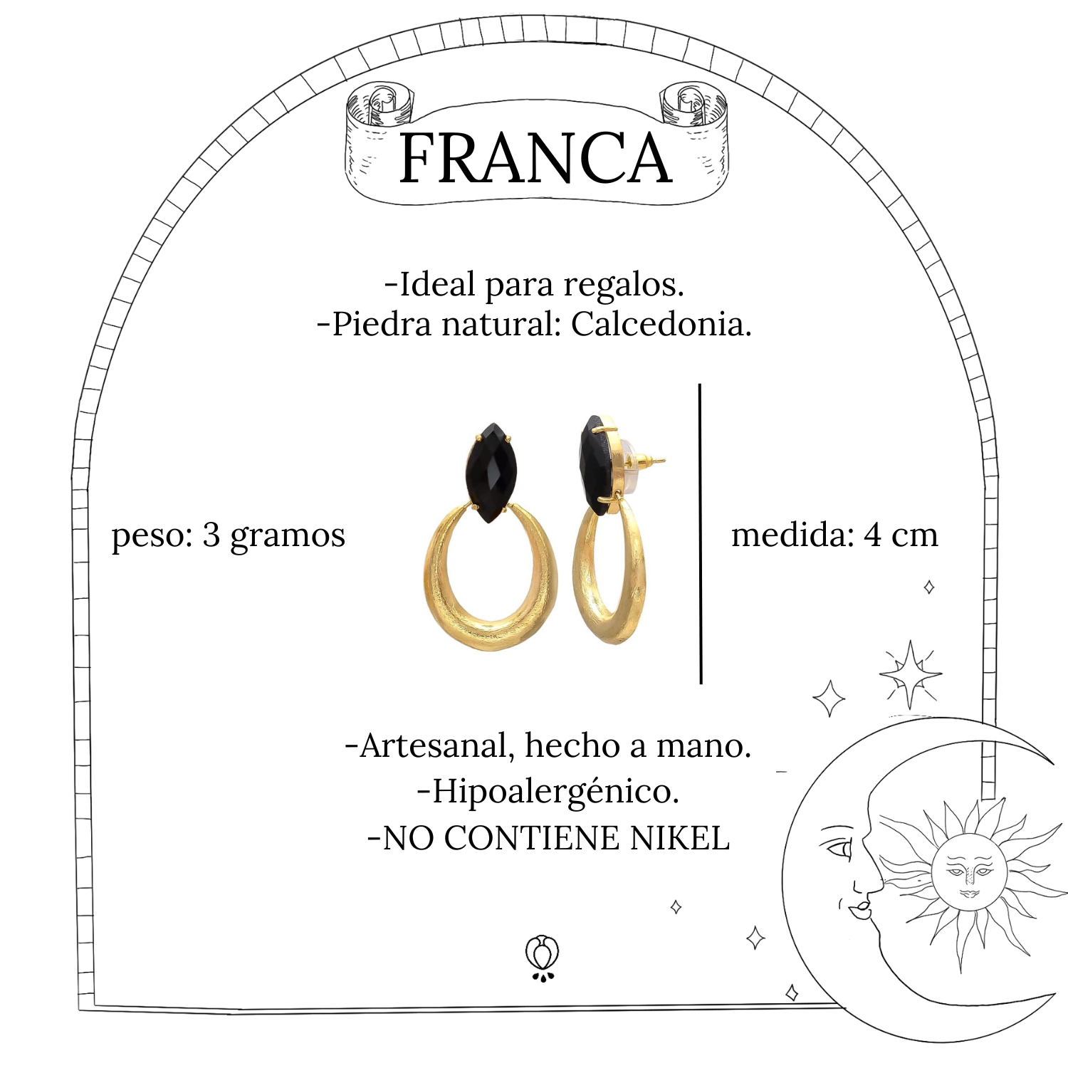 FRANCA, ARETES CON PIEDRAS NATURALES