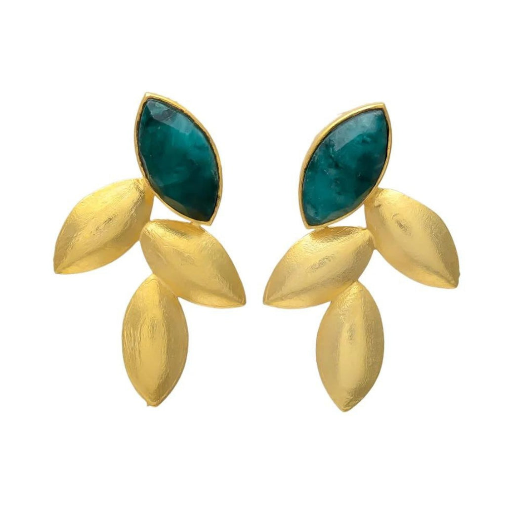 MARIETA, ARETES CON PIEDRAS NATURALES Y BAÑO DE ORO