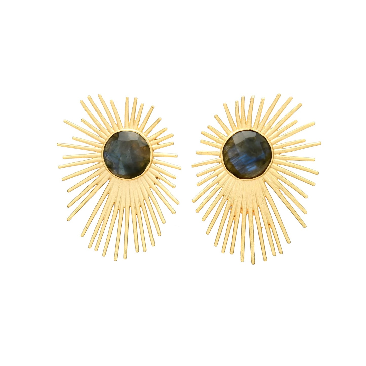 ALEKSANDRA MAXI, ARETES CON PIEDRAS NATURALES Y BAÑO DE ORO