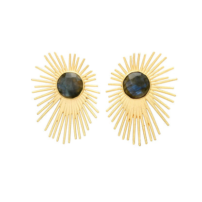 ALEKSANDRA MAXI, ARETES CON PIEDRAS NATURALES Y BAÑO DE ORO