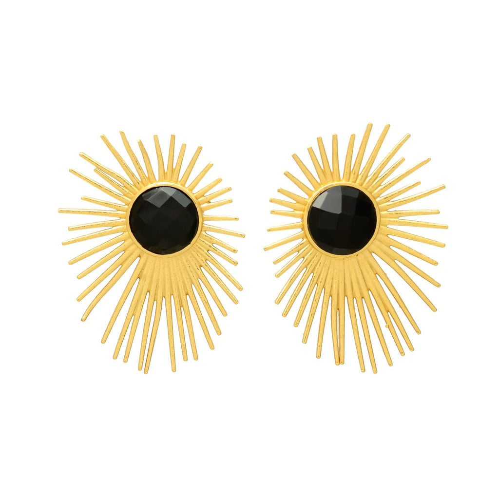 ALEKSANDRA MAXI, ARETES CON PIEDRAS NATURALES Y BAÑO DE ORO