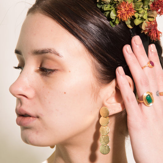 YULIANNA, ARETES CON BAÑO DE ORO DE 14K